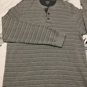 CHAPS  Gray long sleeved 3 button striped shirt